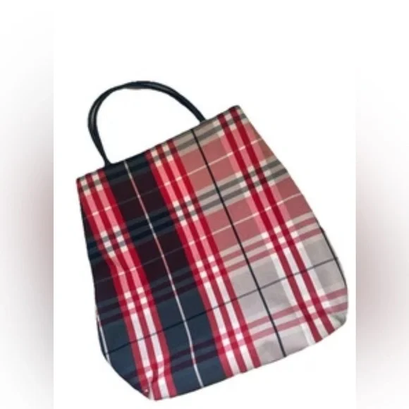 Vintage Burberry Nova Check Red Canvas Tote Bag - Picture 2 of 14